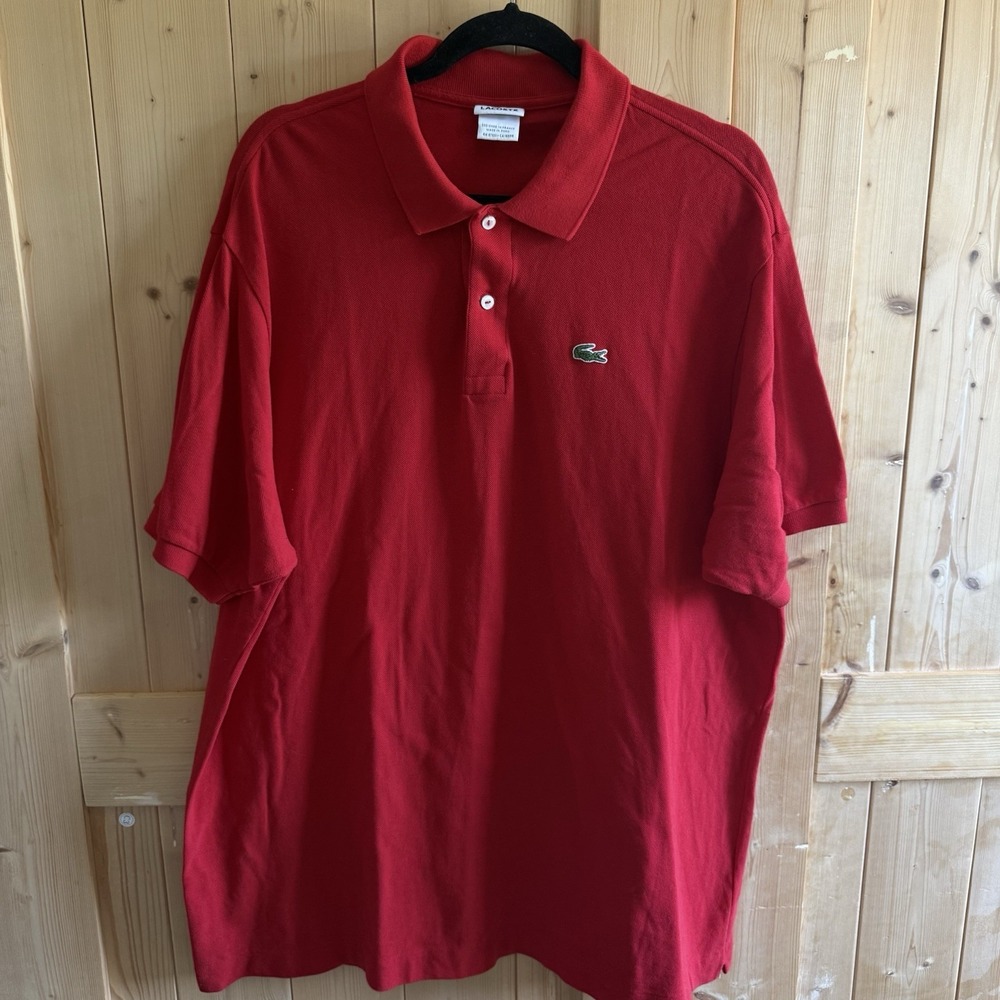 Lacoste Size 9 3XL Red 100% Cotton Short Sleeve Polo Shirt Classic Fit Cotton